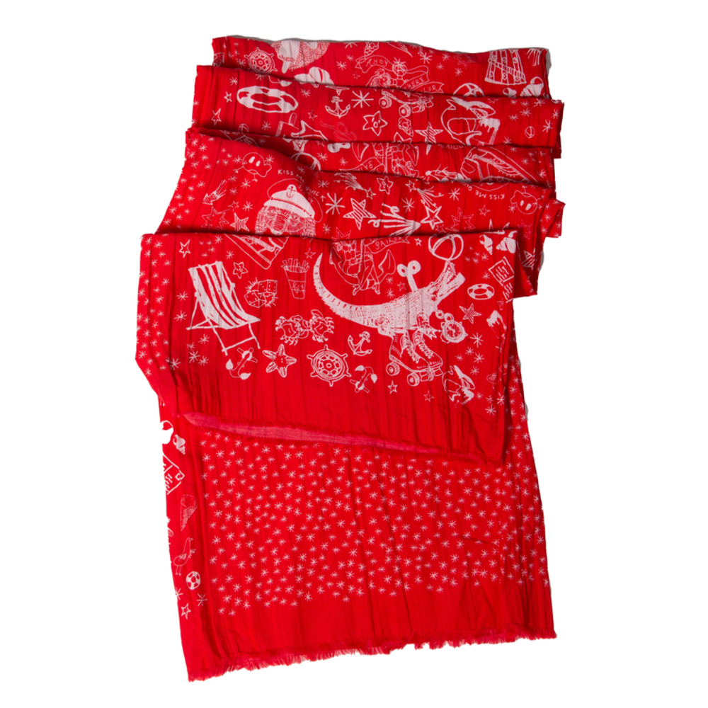 JANE CARR RED & WHITE THE DOODLE STOLE | WOMENS SIZE 190CM